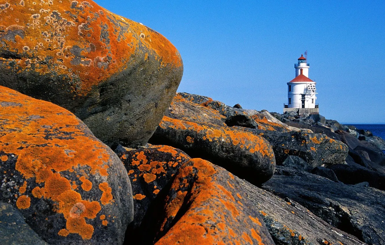 Photo wallpaper Lighthouse, Stones, Wisconsin