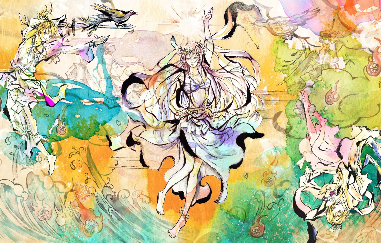 Photo wallpaper style, figure, anime, art, Vocaloid, Vocaloid, characters