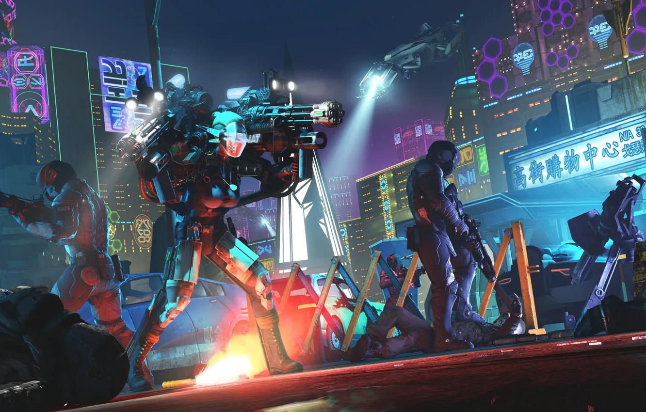 Photo wallpaper the city, street, Assault Team