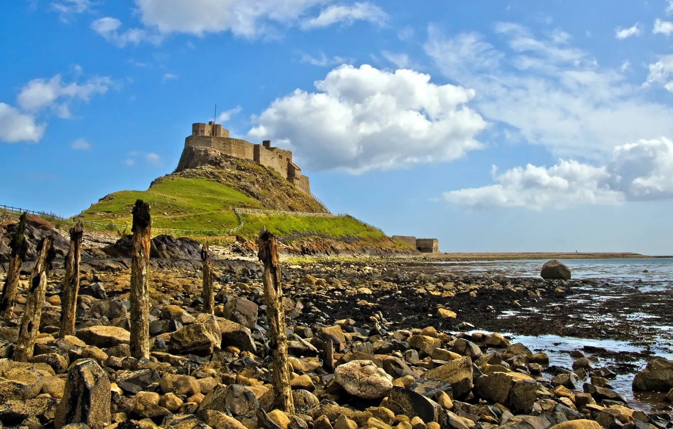 Photo wallpaper sea, landscape, castle, shore