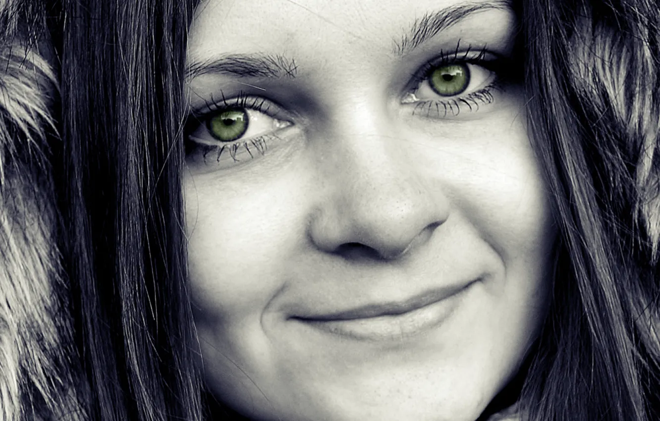 Photo wallpaper eyes, look, girl, black and white