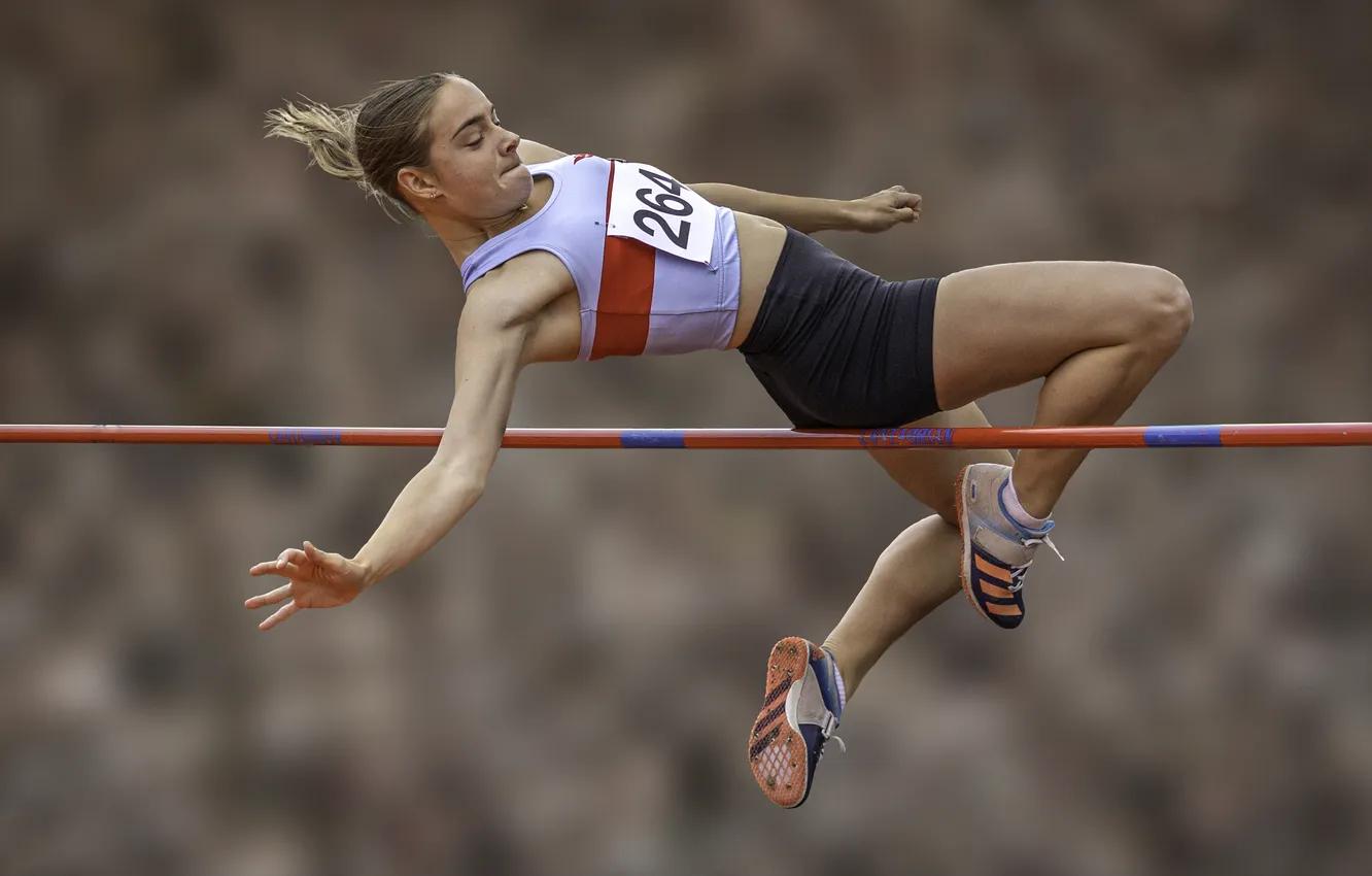 Photo wallpaper woman, technique, high jump
