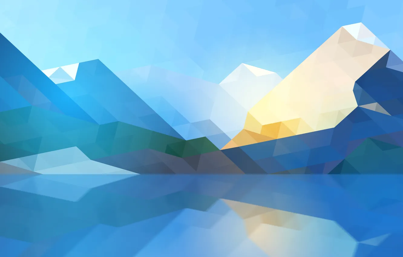Photo wallpaper abstraction, Mountains, Linux, KDE, Plasma, box, Triangles, geometric