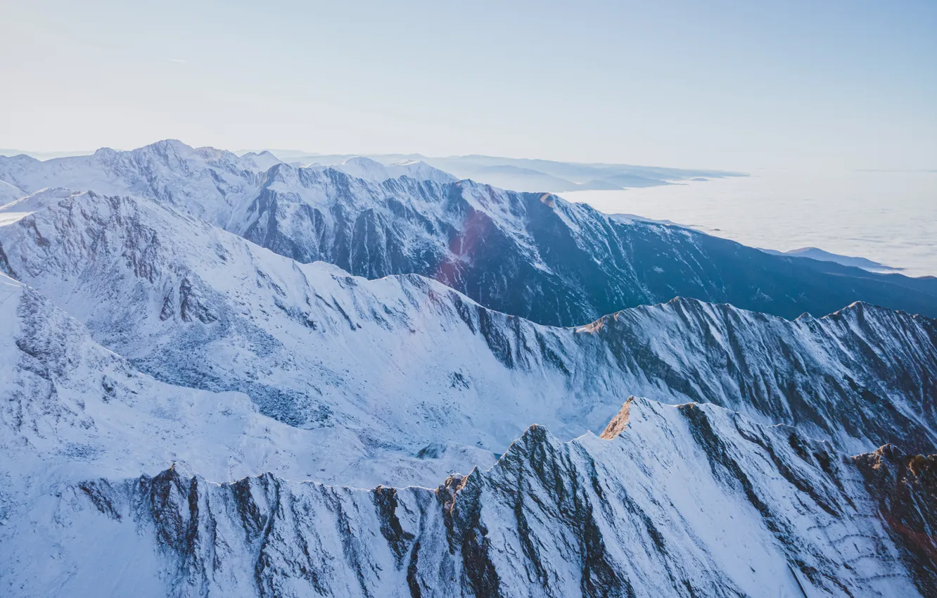 Photo wallpaper winter, snow, landscape, mountains, nature