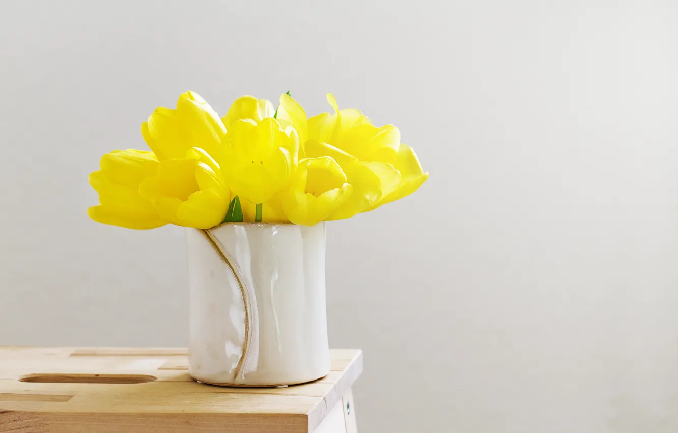 Photo wallpaper bouquet, tulips, vase, tulips, vase, bouquet