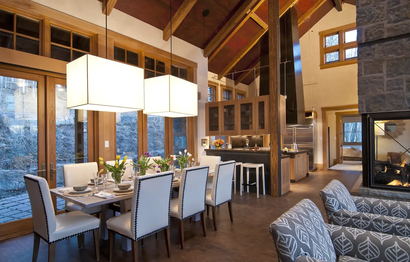 Photo wallpaper Switzerland, villa, Alps, living space