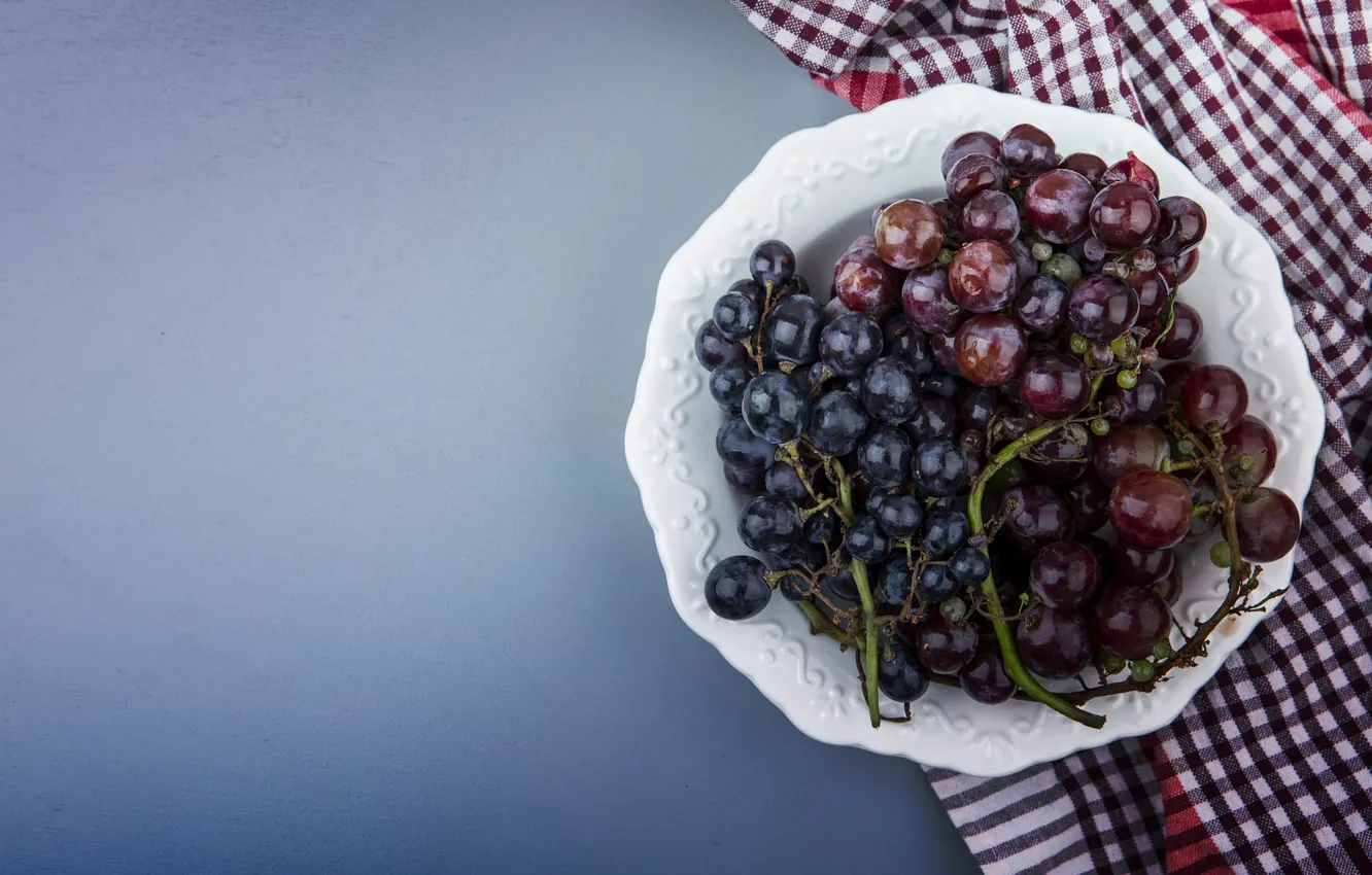 Wallpaper background, plate, grapes for mobile and desktop, section еда