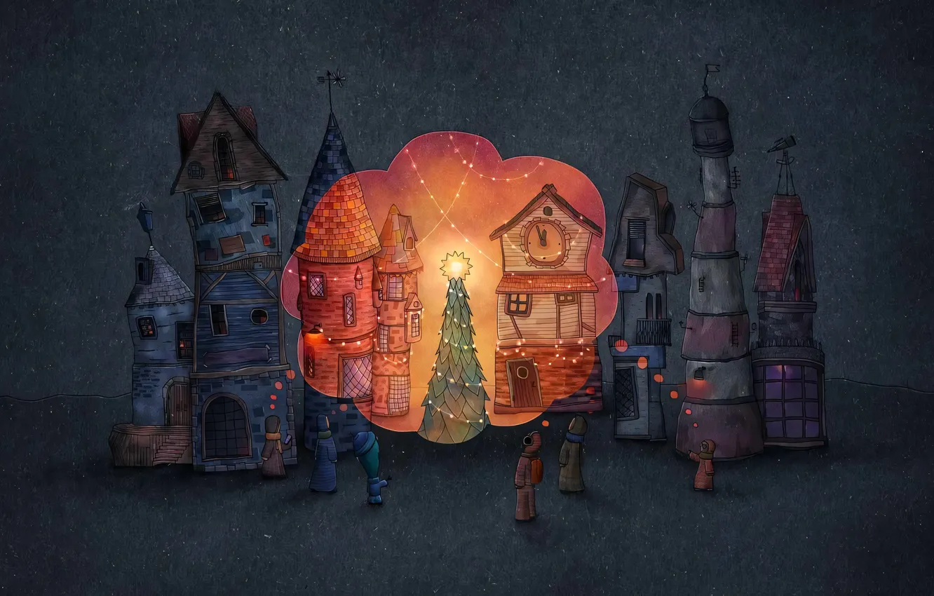 Photo wallpaper the city, people, vladstudio