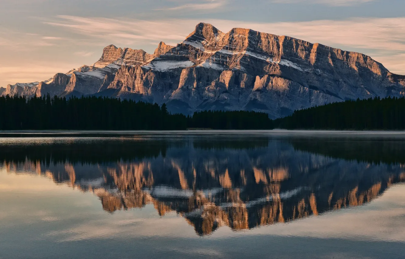 Photo wallpaper mountains, lake, reflection, Canada, Bnaf