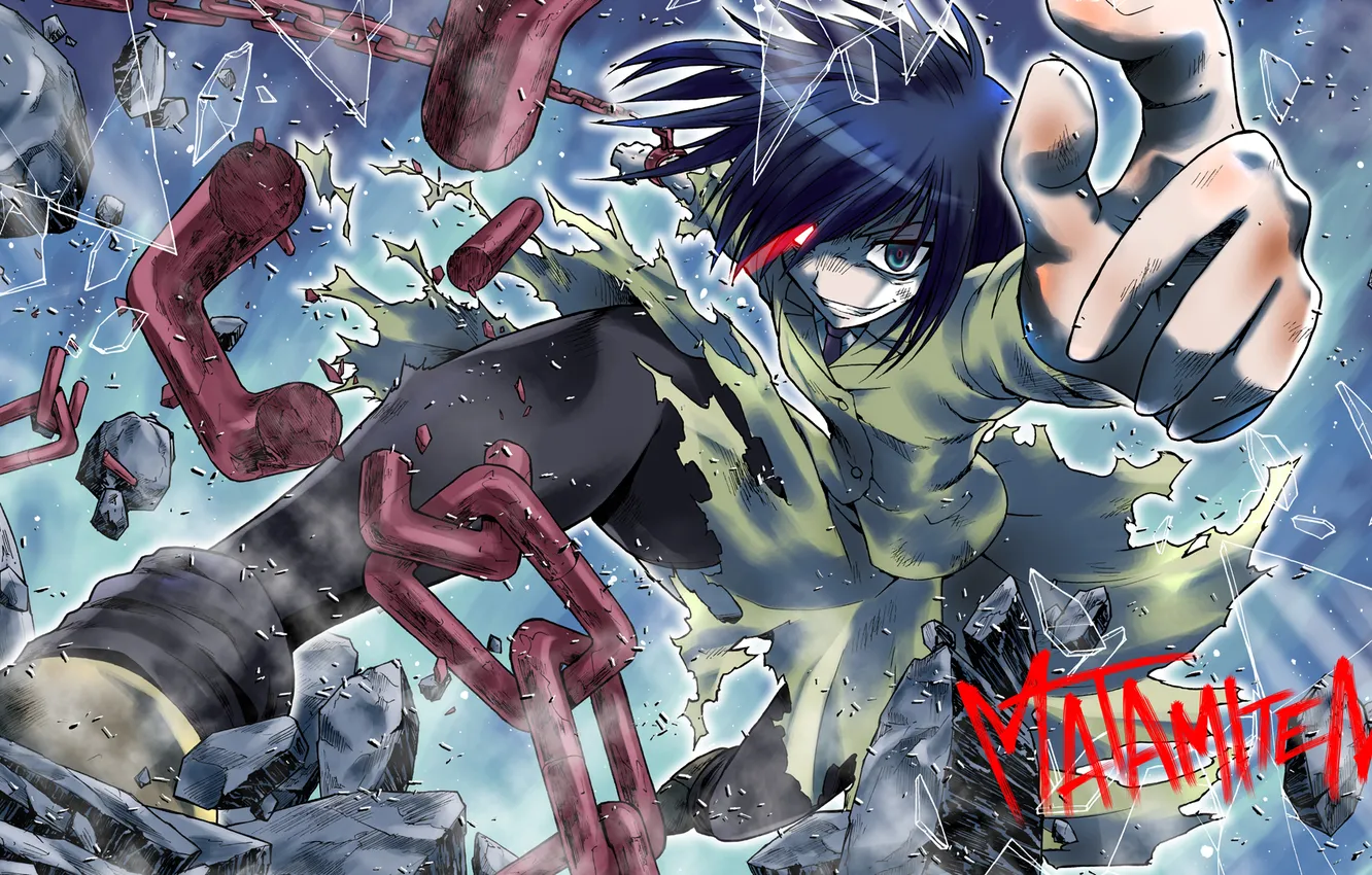 Photo wallpaper look, girl, fragments, anger, chain, school uniform, WataMote, They will meet the ga mote kris …