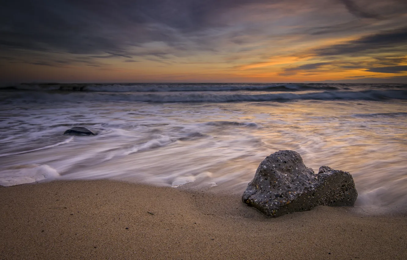 Photo wallpaper sea, sunset, shore