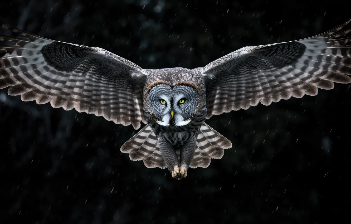 Photo wallpaper flight, owl, bird, owl, digital art, wingspan, AI art, The Art of Artificial Intelligence