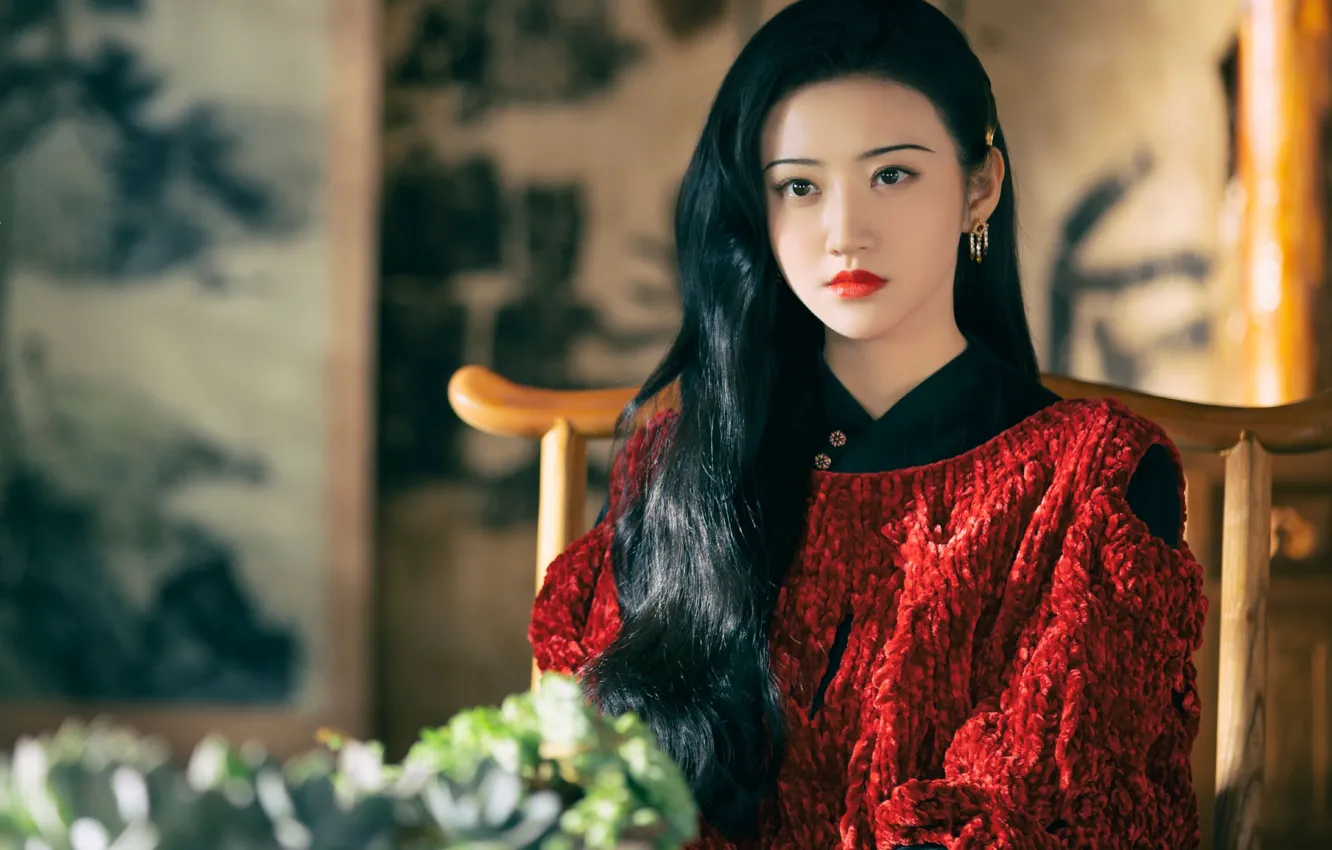 Photo wallpaper look, makeup, actress, Jing Tian, Jing Tian