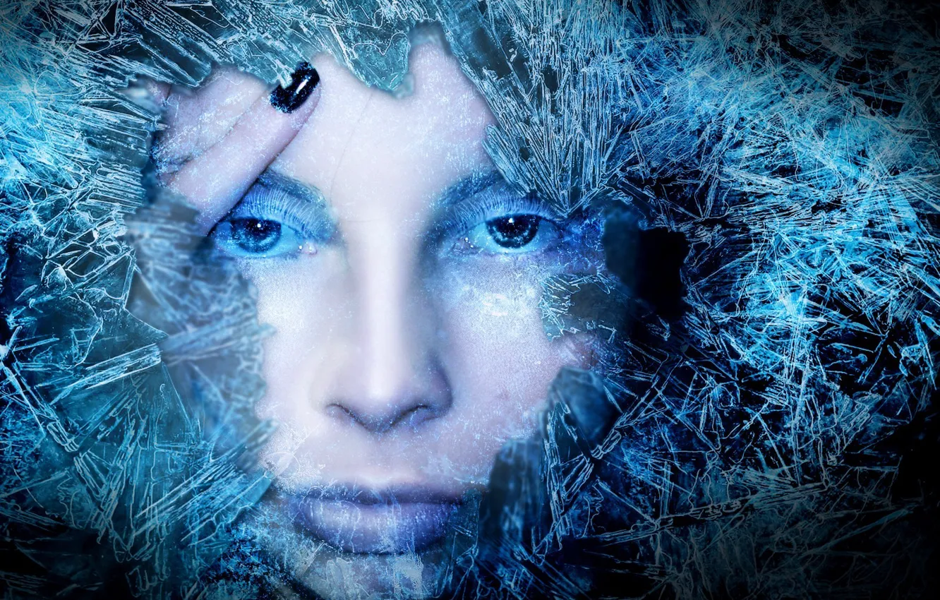 Photo wallpaper blue, face, Ice