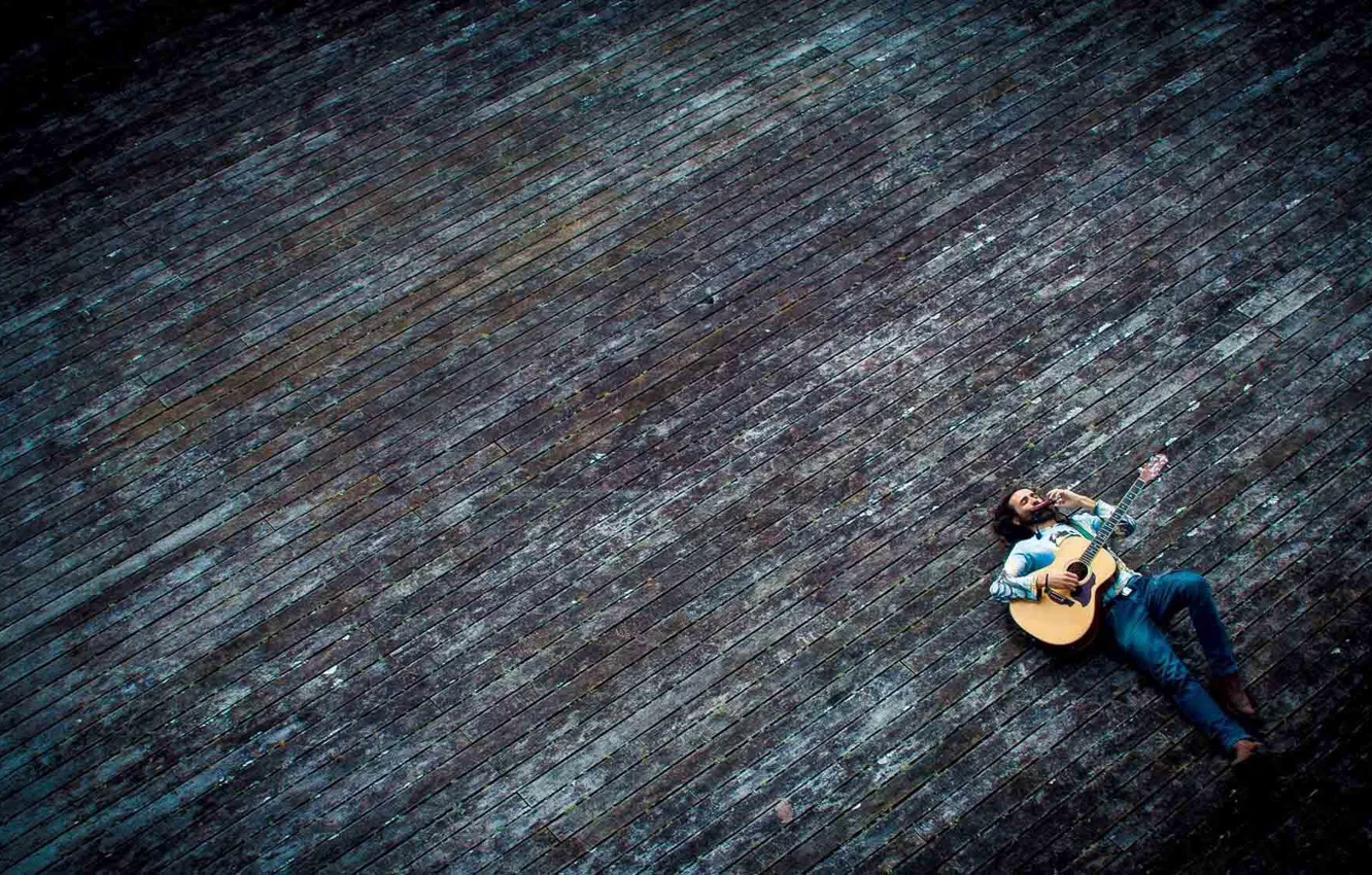 Photo wallpaper music, guitar, harmonica, musician