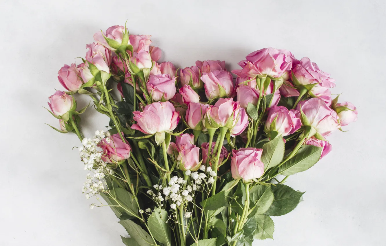 Photo wallpaper flowers, roses, bouquet, Pink, Rose, beautiful, bouquet