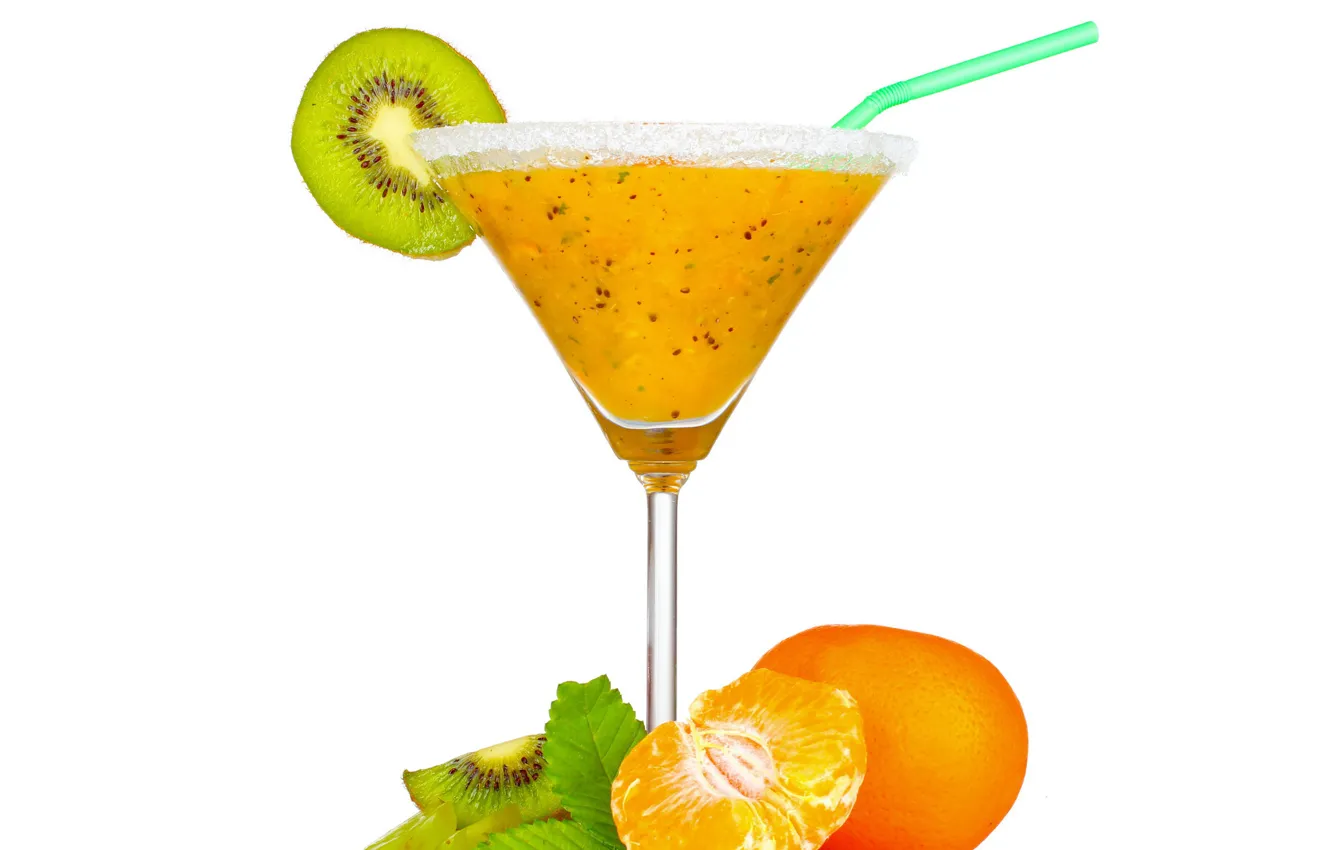 Photo wallpaper kiwi, juice, mint, fresh, tangerines