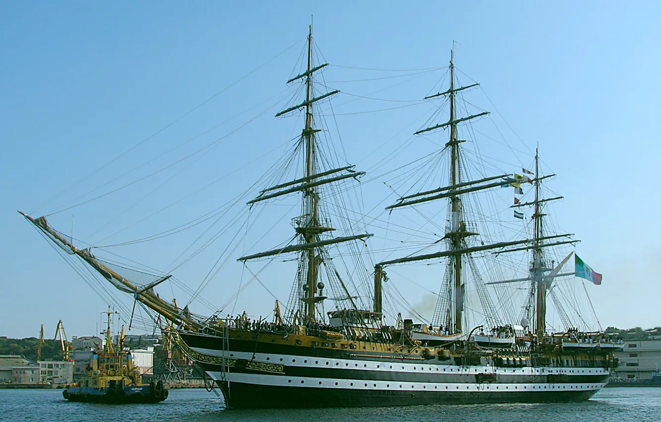 Photo wallpaper sailboat, training, Amerigo Vespucci