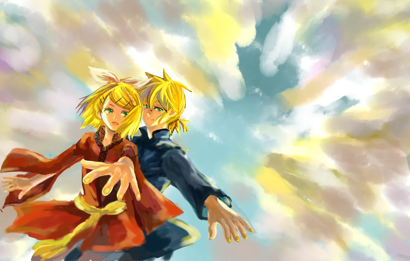 Photo wallpaper the sky, figure, anime, art, Vocaloid, Vocaloid, characters