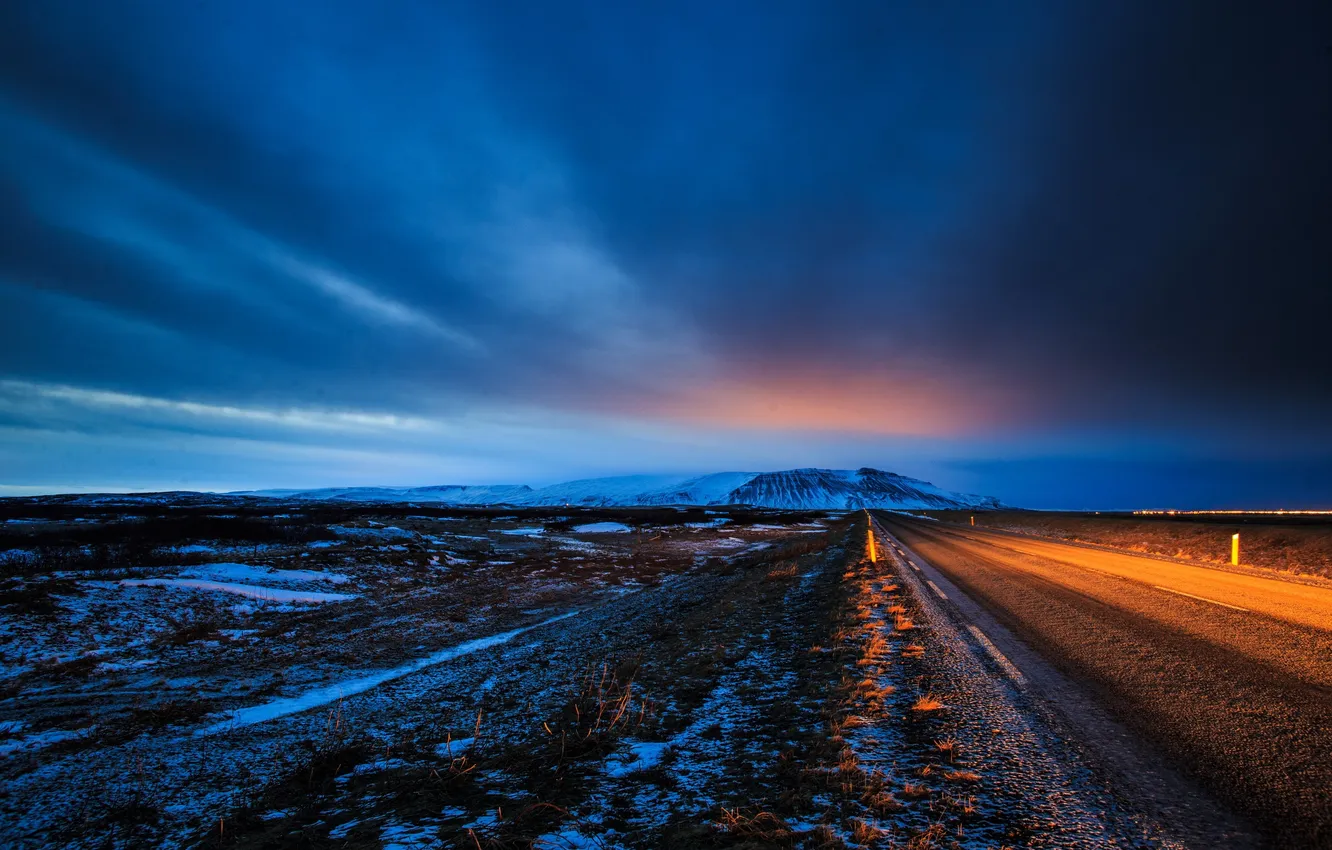 Photo wallpaper road, the sky, night