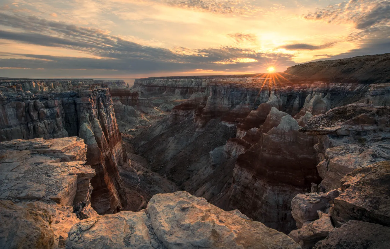 Photo wallpaper mountains, The Grand Canyon, the sun, rocks, open, canyon