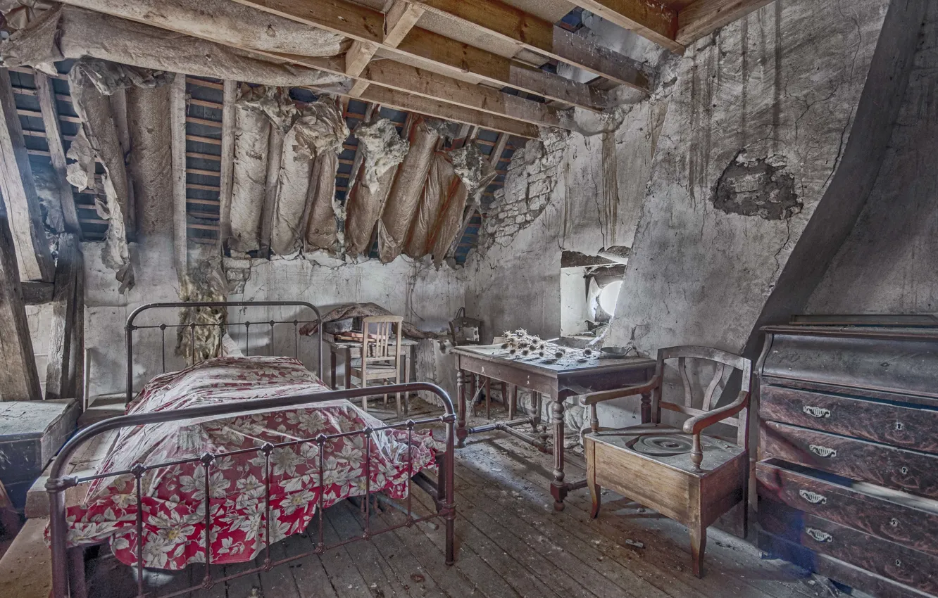 Photo wallpaper room, bed, chair