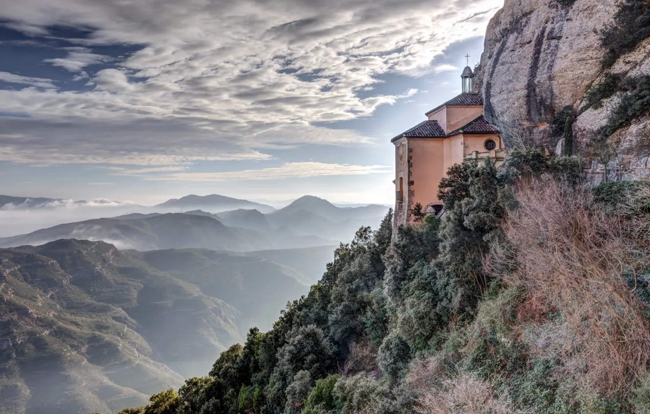 Photo wallpaper mountains, Spain, the funicular, Santa Cova, Moserrat, The Holy Cave