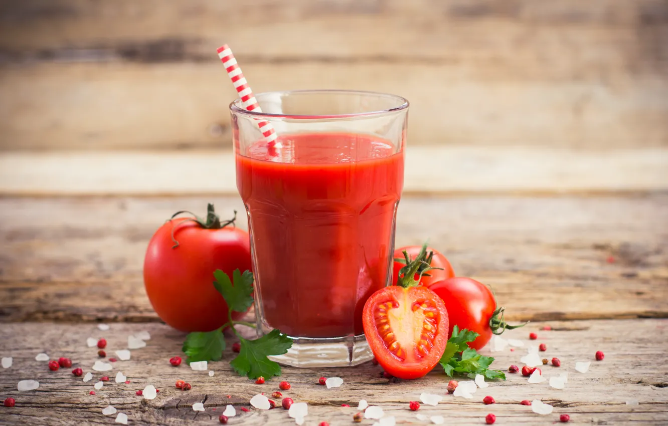 Photo wallpaper juice, tomatoes, parsley, tomato