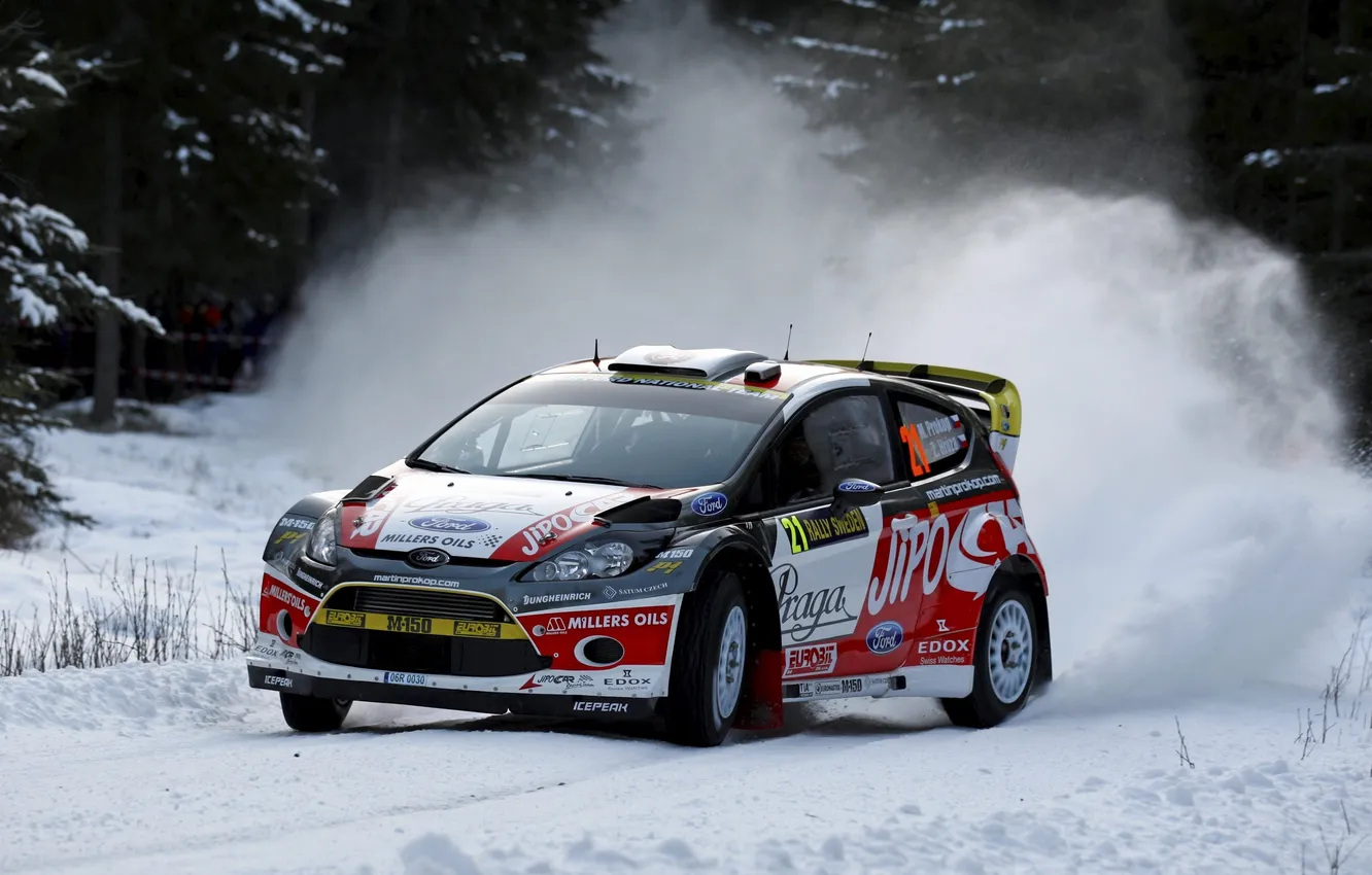 Photo wallpaper winter, snow, Ford, WRC, Rally, Rally, Fiesta, Of Hruza