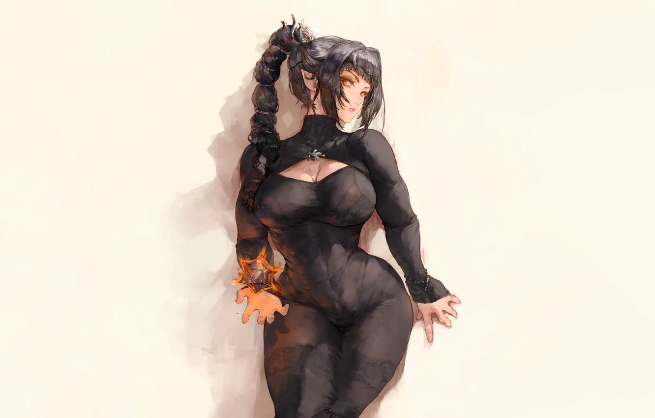 Photo wallpaper girl, magic, outfit, braid, ears, Baldur's Gate III