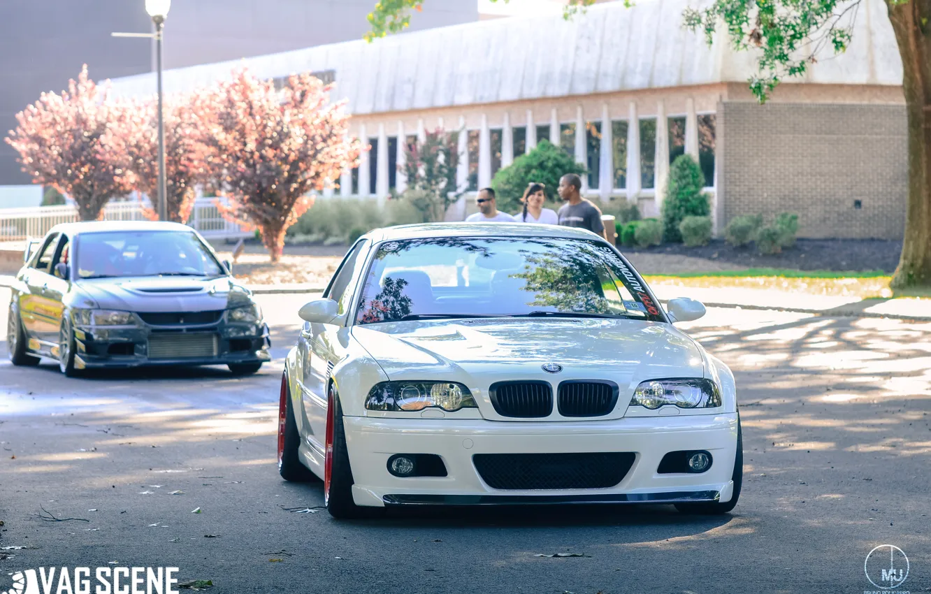 Photo wallpaper BMW, BMW, tuning, Lancer, Mitsubishi, E46, mitsubishi lancer evo