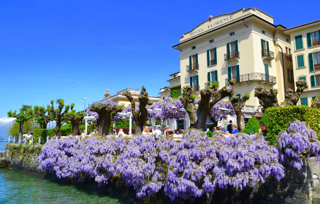 Photo wallpaper lake, Italy, the hotel, Wisteria, Como, Hotel Florence