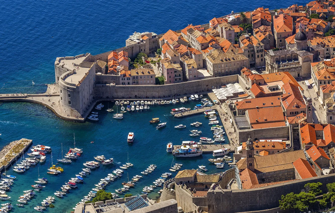 Photo wallpaper sea, the city, boats, Croatia, piers, Adriatica, Dubrovnik, Jadran