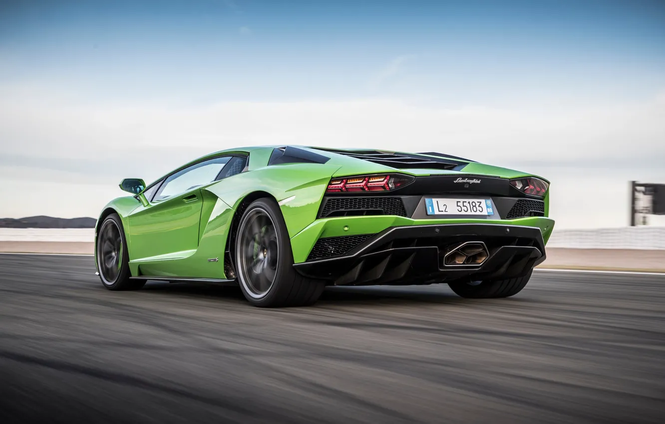 Photo wallpaper green, Lamborghini, rear view, 2017, Aventador S