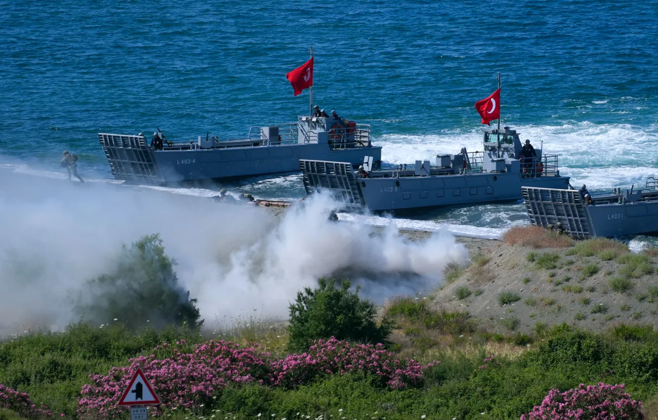 Photo wallpaper exercises, landing, disembarking