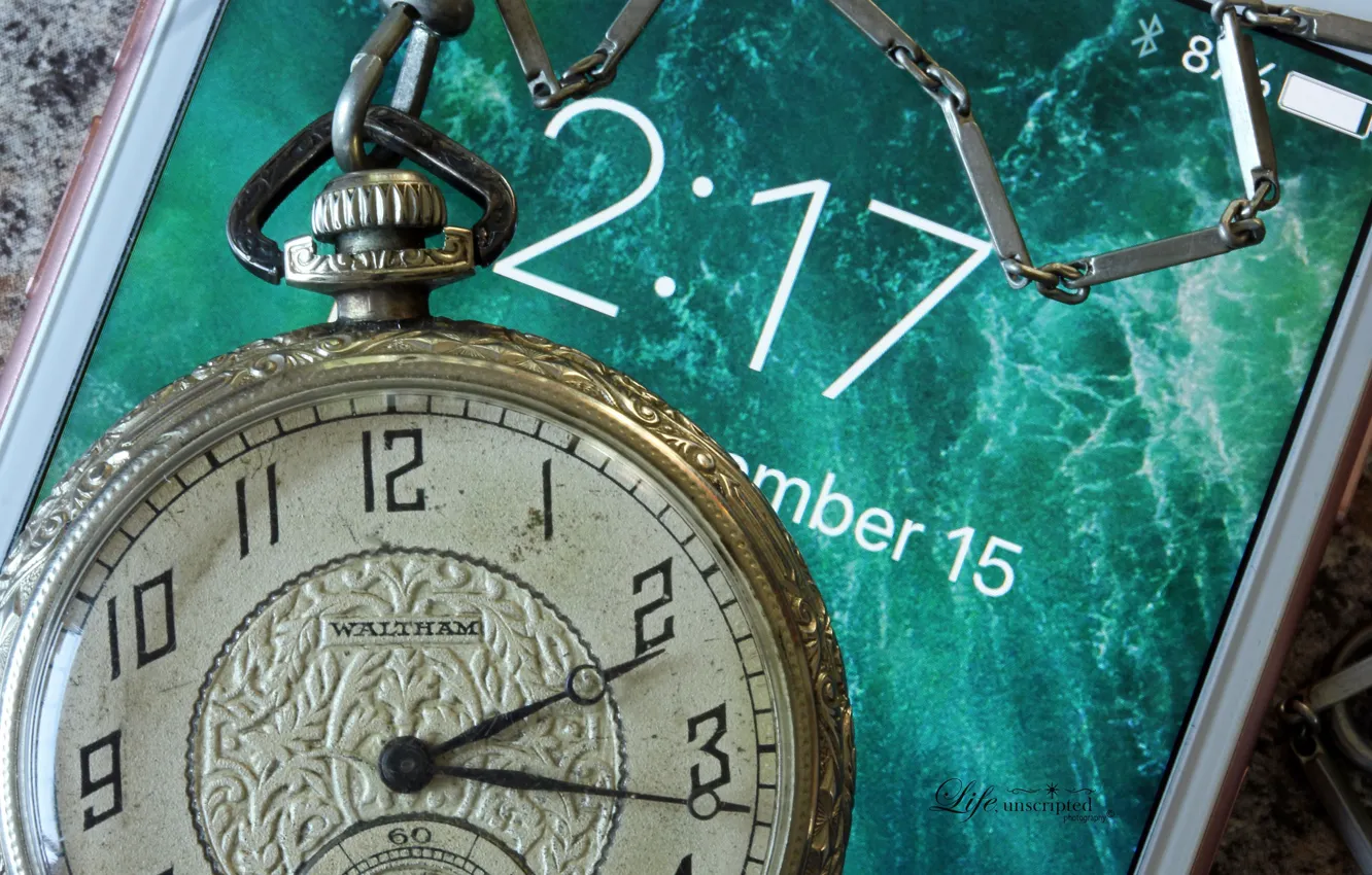 Photo wallpaper time, watch, smartphone