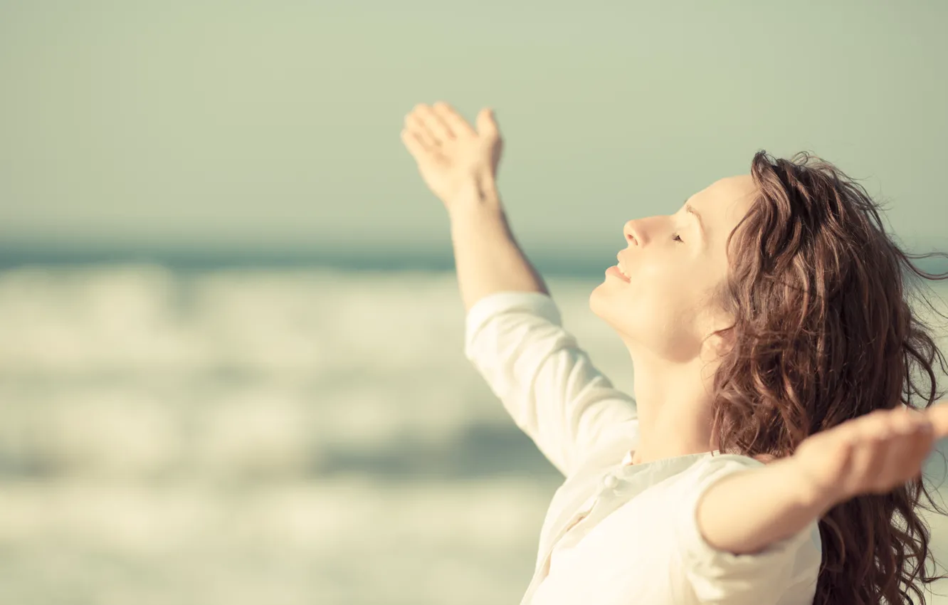 Photo wallpaper girl, mood, hair, hands