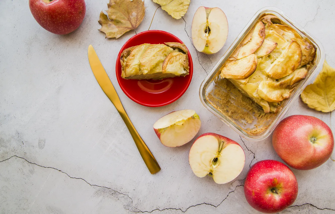 Photo wallpaper apples, food, pie, dessert, Apple