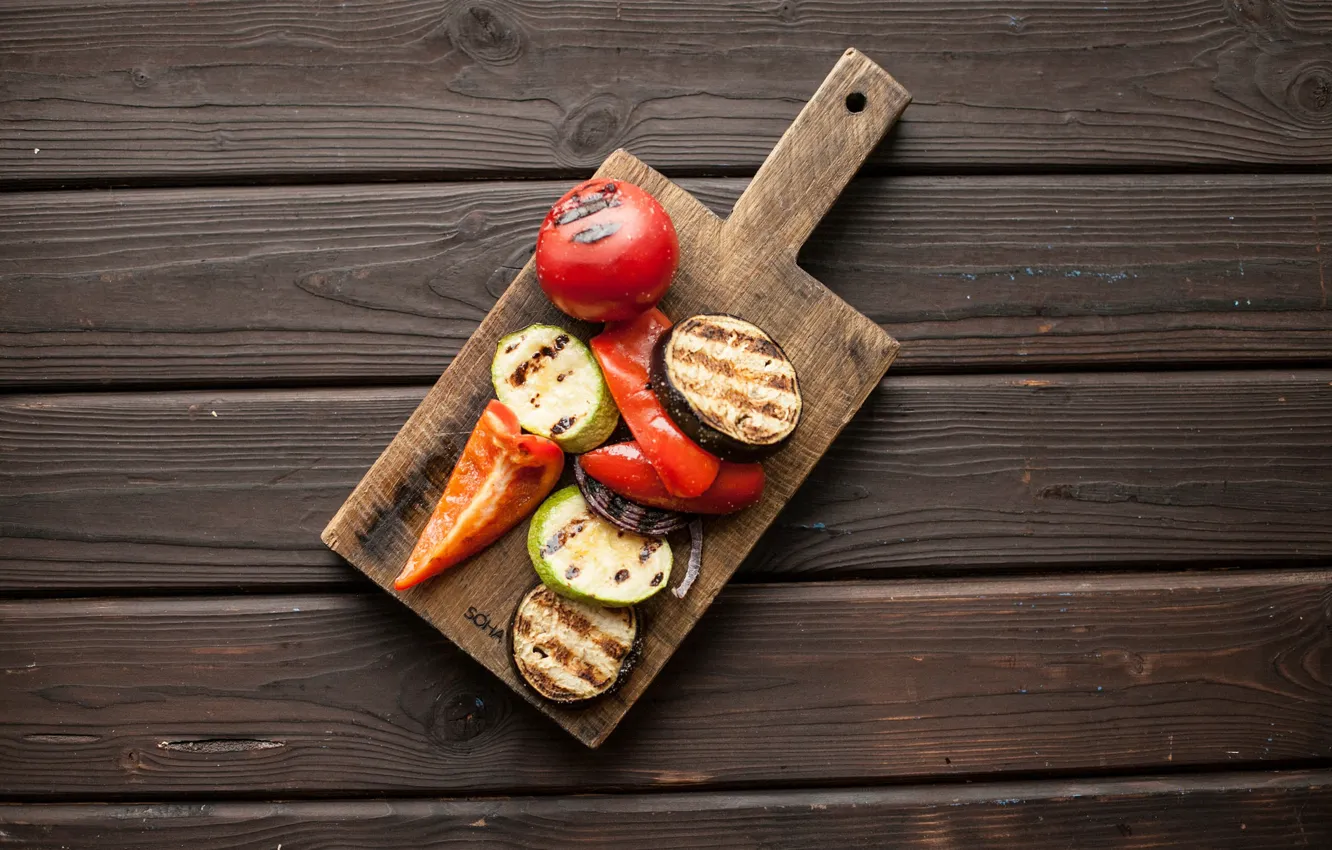 Photo wallpaper Vegetables, Board, Grill