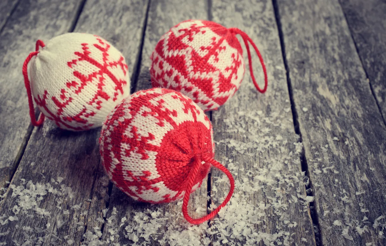 Photo wallpaper snow, decoration, balls, toy, new year, wool, Christmas, Christmas