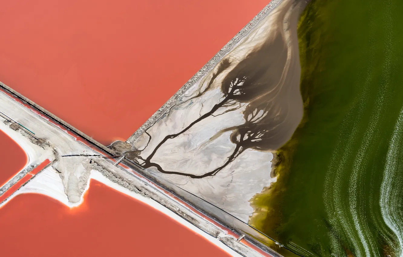 Photo wallpaper water, river, stream, dirt, the view from the top