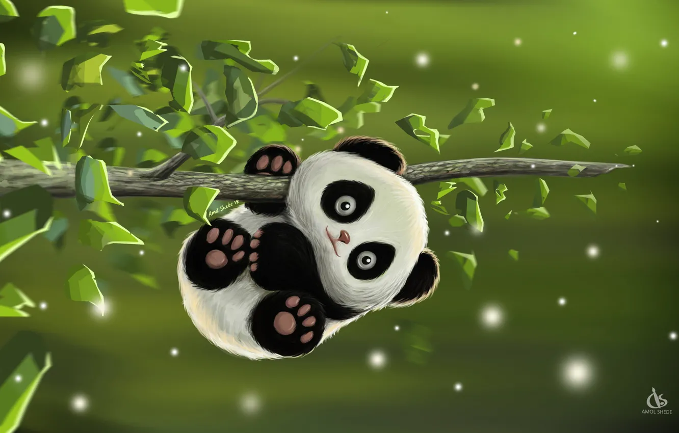 Photo wallpaper the game, baby, art, Panda, Desk, Amol Shede, Cute Panda