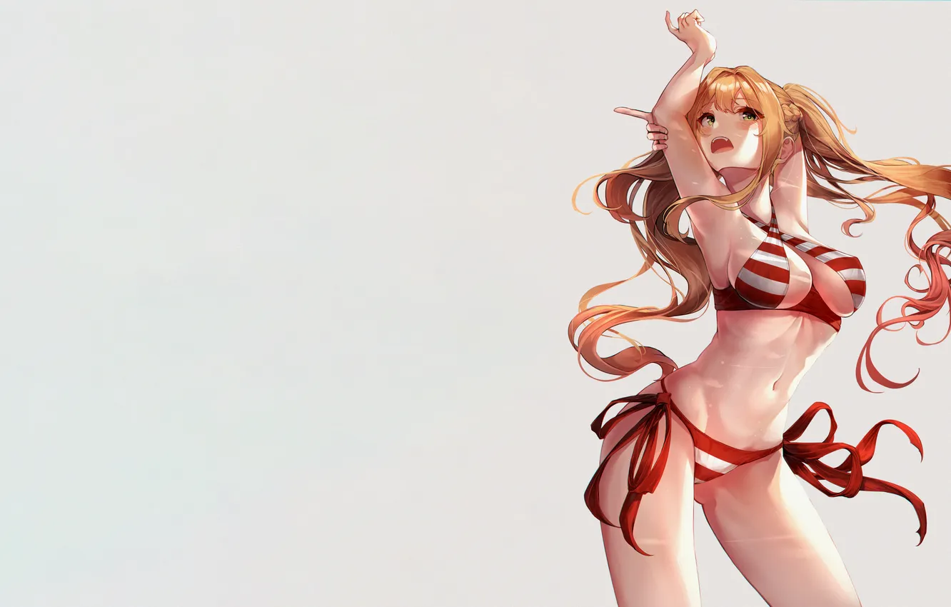 Photo wallpaper girl, sexy, cleavage, long hair, boobs, saber, anime, beautiful