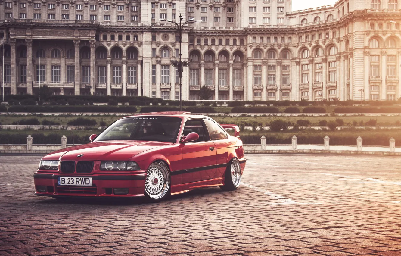 Photo wallpaper BMW, red, E36 tuning