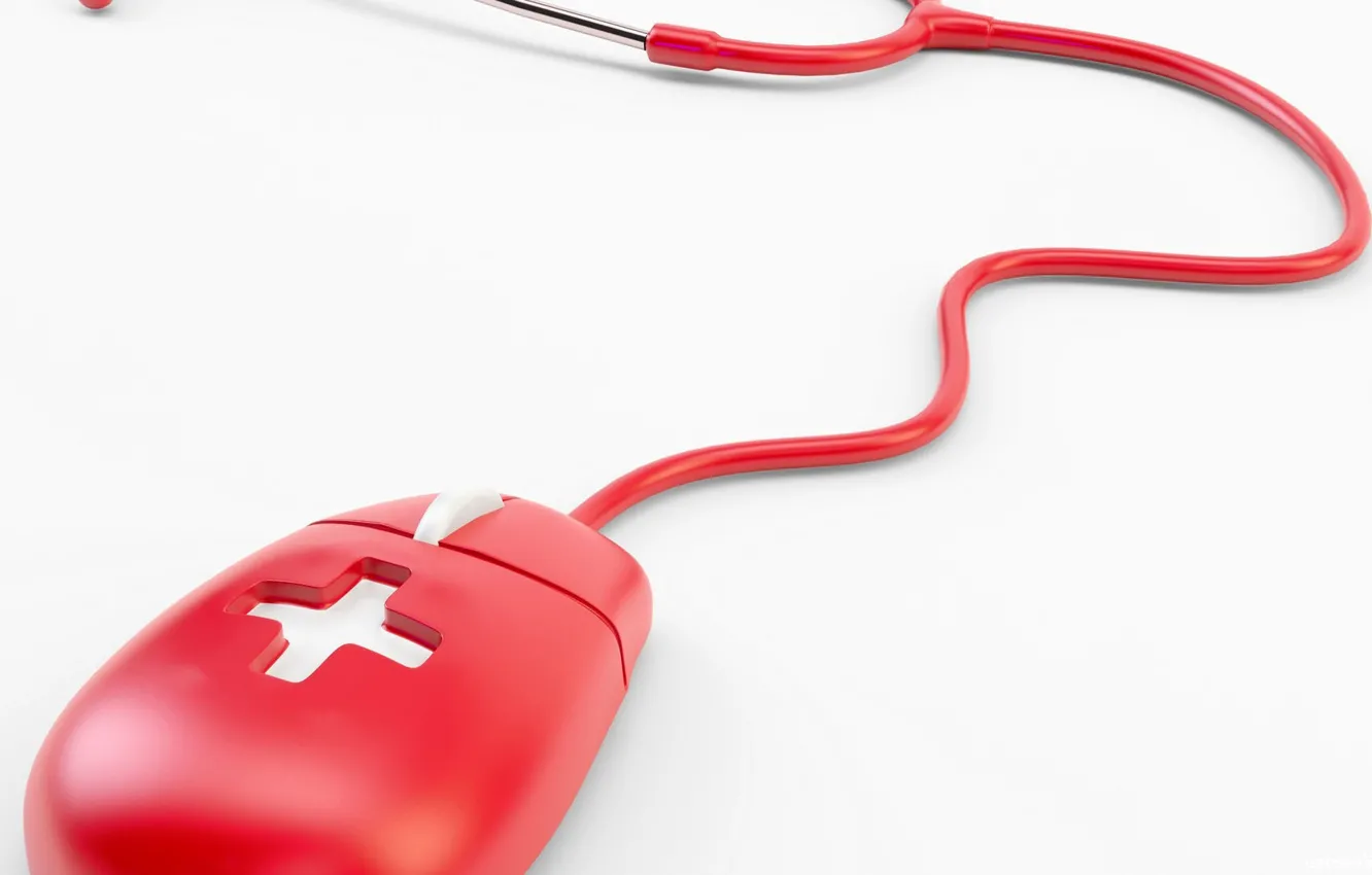 Photo wallpaper BACKGROUND, WHITE, RED, MOUSE, WIRE, CROSS, MOUSE, MEDICINE