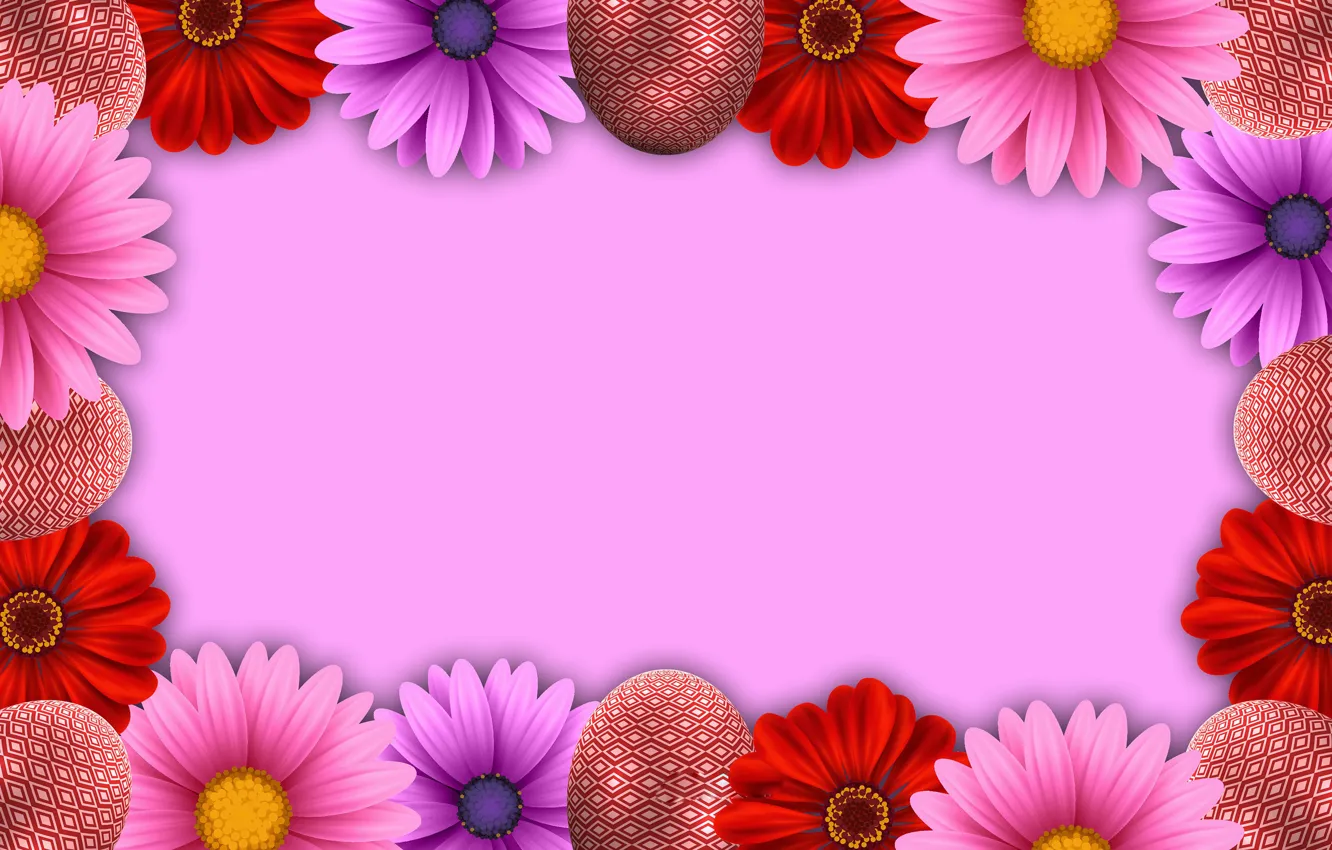 Photo wallpaper flowers, rendering, eggs, Easter, easter