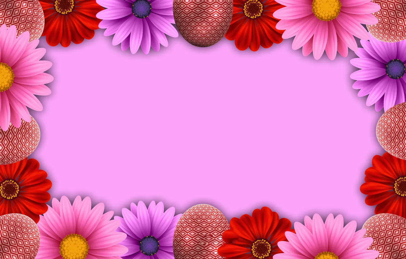 Photo wallpaper flowers, rendering, eggs, Easter, Easter
