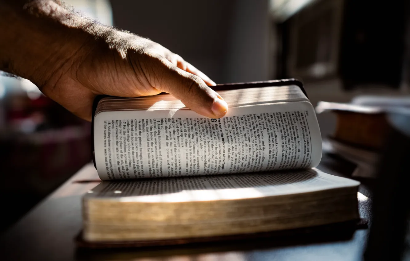 Photo wallpaper book, hand, Christian, reading, Bible, Emmanuel Pheaton