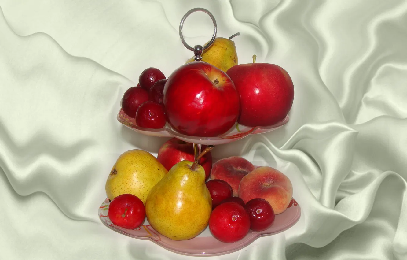 Photo wallpaper apples, fruit, still life, peaches, plum, pear, author's photo by Elena Anikina