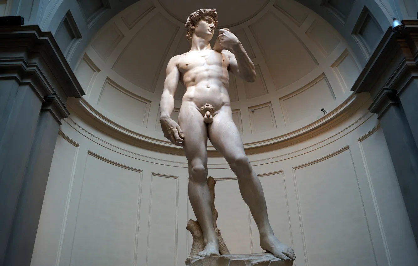 Photo wallpaper Italy, statue, sculpture, marble, Nude, Florence, the young man, Michelangelo